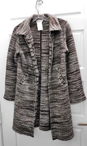 Agnes B Paris Black Ivory Wool Alpaca Open Cardigan Sweater sz S - Picture 1 of 4