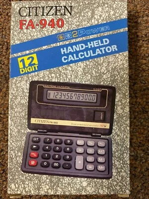 CITIZEN FA-940 HAND -HELD CALCULATOR 12 DIGIT 2 POWER  - Image 1 of 4