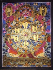  Handpainted Painting Tibetan Chinese Wheel Mandala Thangka Meditation Buddha a1