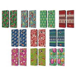 emoji® CHRISTMAS PATTERNS LEATHER BOOK WALLET CASE COVER FOR MOTOROLA PHONES - Picture 1 of 16