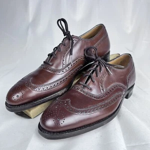Scarpa vintage Johnston & Murphy Aristocraft marrone Oxford punta ala da uomo taglia 9 A/AAA - Foto 1 di 14