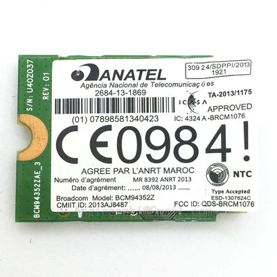 Broadcom BCM94352Z DW1560 6XRYC 802.11 AC 867 Mbps Bluetooth 4.0 WIFI WLAN Karte - Bild 1 von 4