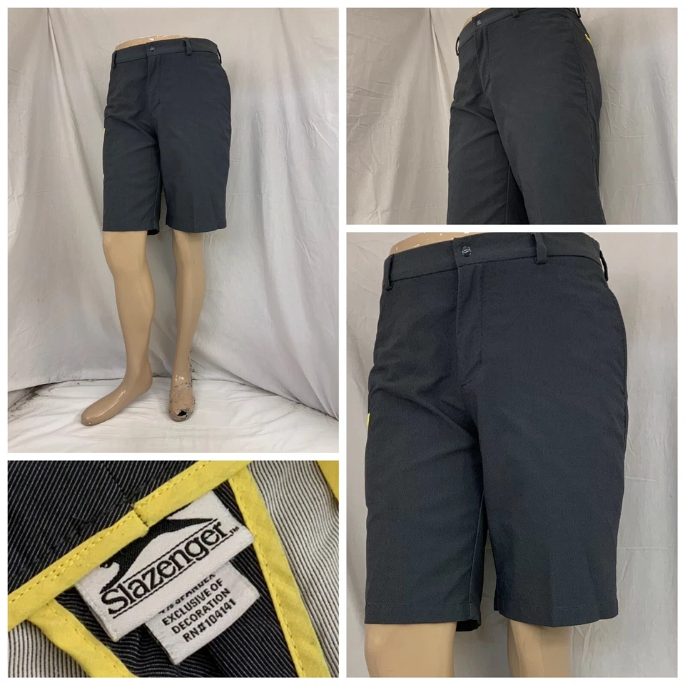Pantalones Cortos de Golf Slazenger 32 Gris Frente Plano Nylon Poli Elástico YGI N2-815 Foto 1 de 4