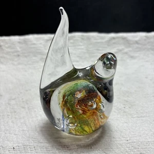 Vintage Art Glass Bird Figure Paper Weight Multicolored Clear 4" - Picture 1 of 4