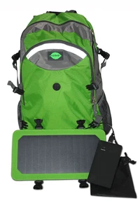 Solar Rucksack für Outdoor und Camping mit Powerbank (grün/grau) - Bild 1 von 11
