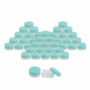 Houseables 3 g Glas, 50 Stück, BPA frei, Kunststoff, runder Topf, blauer Schraubverschlussdeckel - Bild 1 von 9