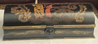 1991 Chinese Chinoiserie Tole Painted Domed Scroll Letter Keepsake Lock Box 13"