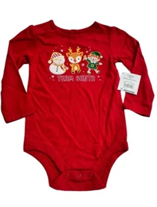 Baby Girl's Christmas LS Bodysuit saysTeam Santa has Santa,Snowman,Reindeer* - Picture 1 of 5