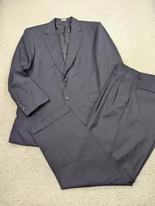 Jos A Bank Suit Mens 42R 36x30 Blue Pinstripe 2 Piece Navy Signature Collection - Picture 1 of 21
