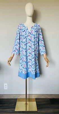NWT Aqua Et Sol Sz XL Swim Cover-up Tunic Dress UPF 50 3/4 Sleeve Blue White - Image 1 of 4