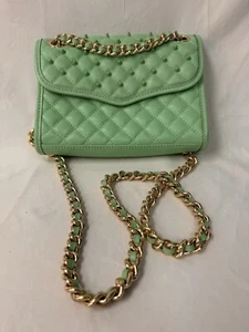 Rebecca Minkoff - Green “Mini Affair” Quilted Handbag, Gold Chain Strap L@@K!! - Picture 1 of 9