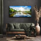 Canvas Modern Decor Wall Art Ready To Hang 140x70 Boats in Tropical Bay