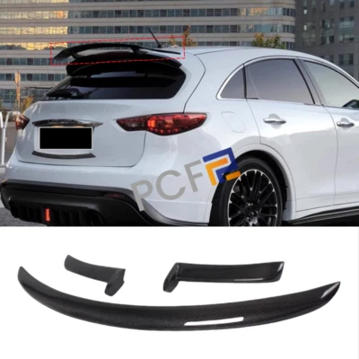 Fits 2009-13 Infiniti FX35 FX37 FX50 Tailgate Roof Real Carbon Spoiler Lip Wing - Image 1 of 4