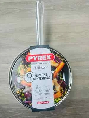 Saucepan Cooking Steel with Lid Pyrex Kitchen Master Cookware Stainless NEW - Image 1 of 4