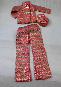 Raro Vintage Barbie Clone Pant Tuta Cappello Arlecchino Lite Oro Rosa Metallizzato - Foto 1 di 5