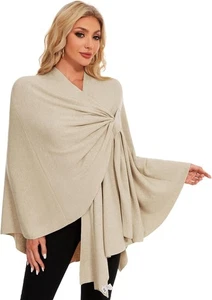 Womens Elegant Cross Front Shawl Knitted Ponchos Cape Sweater Warm Travel Wraps - Picture 1 of 93