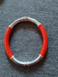 Brazalete Brazalete Milor Italia Plata de Ley .925 Esmalte Naranja - Imagen 1 de 3