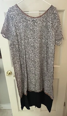 Vestido Midi Vintage LINO 2 Tonos Floral Lino Talla GRANDE Mangas Cortas Foto 1 de 4