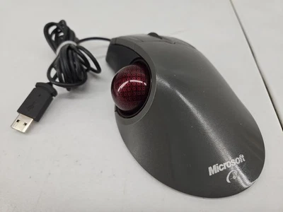Microsoft Trackball Optical 1.0 X08-70386 Gray PS/2 USB Wired Mouse Tested - Image 1 of 4