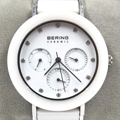 Bering Womens Ceramic Chronograph Quartz Silver White Watch 11438-754 - Image 1 of 4