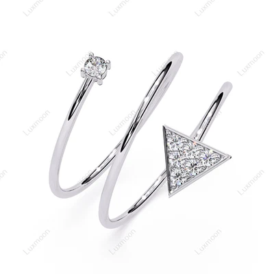 0.50 Ct Round Cut Lab-Created Diamond Engagement Ring Spiralling 10K White Gold - Image 1 of 4