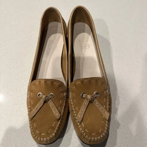 Mocasines Cole Haan de cuero de gamuza para mujer 8 AA marrón tostado estrecho - Imagen 1 de 11