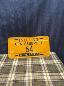 Indiana 1957 Gen. Assembly #64 License Plate 3+ Years Old JW - Picture 1 of 23