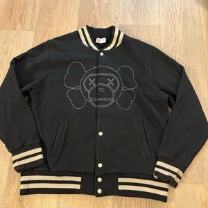 Authentic Bape Kaws Sweat Varsity Jacket Black Medium -A Bathing Ape- - Picture 1 of 6