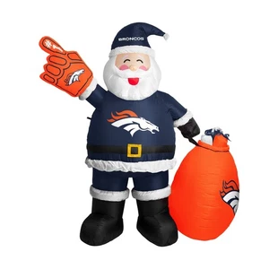 Denver Broncos NFL  7Ft Tall Inflatable Santa Claus Christmas Yard Inflatable - Picture 1 of 1
