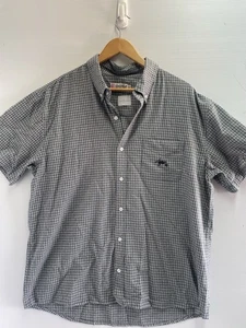 S-Double Mens Size L Button Down Surf Street Casual Check Cotton SS Shirt. - Picture 1 of 11