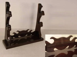 Japanese Sword Rack Katana-kake Persimmon Tree Wooden for 2 Swords from Japan - Picture 1 of 10