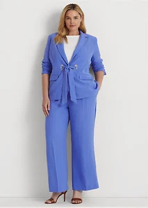 Lauren Ralph Lauren Women Blue Pleated Georgette Pants Size 20W NWT 175$ - Picture 1 of 7