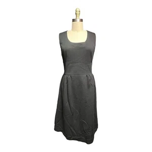 Vtg Polyester 70's Black Midi Dress Sleeveless Scoop neck Block Waist Band LBD - Picture 1 of 7