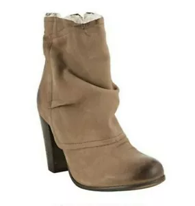 NEW BOUTIQUE 9 WOMENS SLOUCH FUR LINE SUEDE HEELED BOOTS BOOTIES SZ 6.5 - Picture 1 of 11