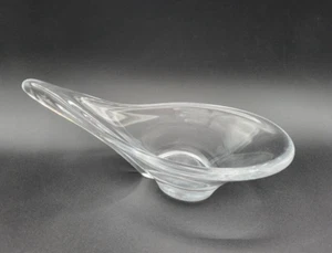 Vintage Daum France Hand Made Crystal Elongated Sculptural Bowl 11" Long - Picture 1 of 10