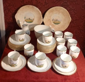 Antique georgian - early victorian 40 Piece Tea Set hand painted landscapes - Picture 1 of 12
