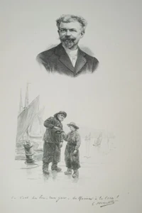 GEORGES HAQUETTE MALER MEER FISCHER HOLZSCHNITT MARIANI 1899 PRINT M329 - Bild 1 von 1