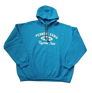 Pennsylvania Keystone State Hoodie Mens XXXL 3XL Blue Pullover Sweatshirt Pocket - Picture 1 of 15