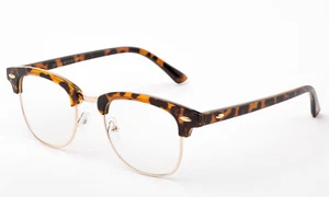 Gafas de lente transparente caparazón de tortuga cuerno retro moda gafas UV100% - Imagen 1 de 4