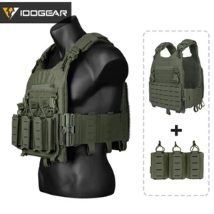 IDOGEAR Taktische Weste Airsoft Plate Träger Laser Cut MOLLE mit Dreifachmag - Bild 1 von 27