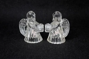 Vintage Pair of Biedermann Clear Glass Angel Mini Candle Holders BNWT - Picture 1 of 9