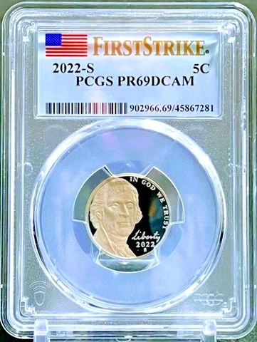 2022-S Liberty Nickel Proof Coin 2022 S 5C KM# 192 PCGS PR69 DCAM First Strike Cover