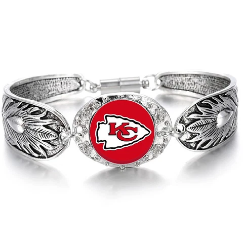 Kansas City Chiefs Women's Sterling Silver Bracelet Football Gift w Gift Pkg D3 Cover