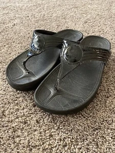 FitFlop Walkstar 3 SN 029-001 Black Comfort Flip Flop Sandal Shoe US 5 EU 36 - Picture 1 of 12