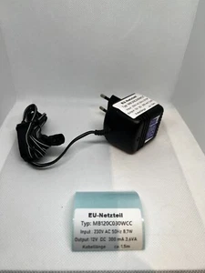 EU-Netzteil 230 V AC 12Volt DC 300 mA - Bild 1 von 1