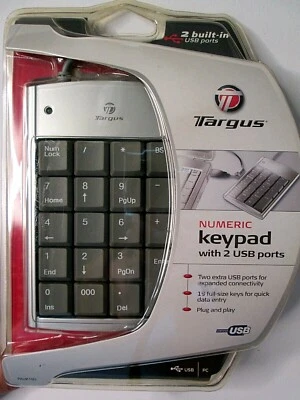 Targus Numeric Keypad 2 USB Ports PAUK10U-BB New Sealed Plug and Play - Image 1 of 3
