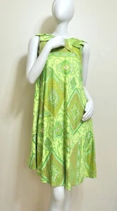 Vintage 50s 60s MOD Designer Ed Kolbe Miami Lime Green Tent Sun Dress Collar S M - Picture 1 of 7