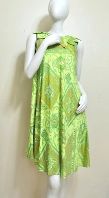 Vintage 50s 60s MOD Designer Ed Kolbe Miami Lime Green Tent Sun Dress Collar S M - Image 1 of 4