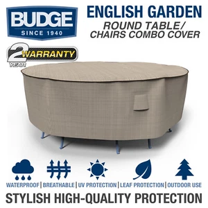 Budge English Garden Round Patio Table-Chairs Combo Cover | Multiple Sizes