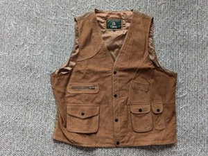 vintage ORVIS cowhide SPORTSMAN leather vest XL brown suede SAFARI fishing 46 - Picture 1 of 6
